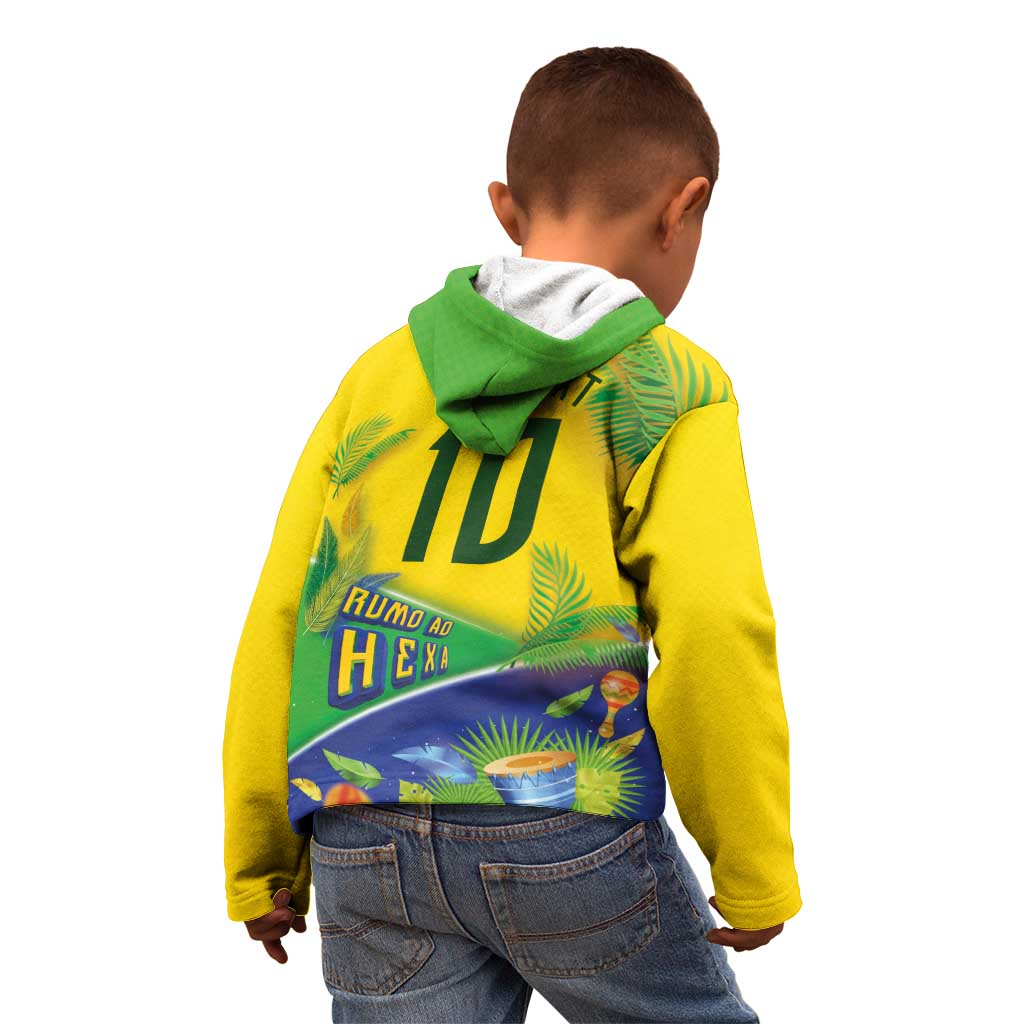 Brasil Football Custom Kid Hoodie Rumo ao Hexa 2026