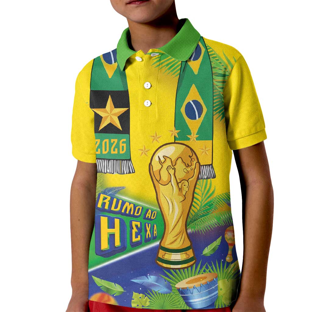 Brasil Football Custom Kid Polo Shirt Rumo ao Hexa 2026