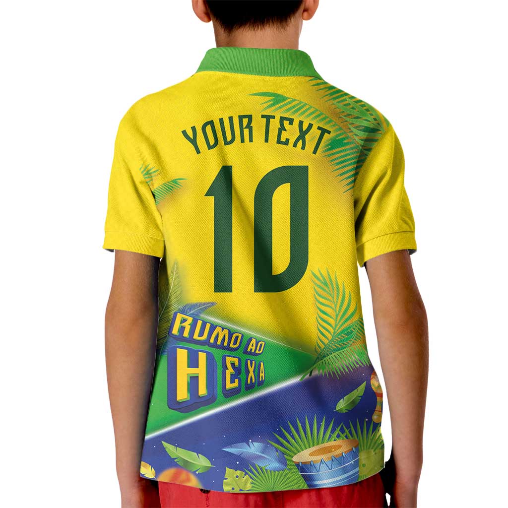 Brasil Football Custom Kid Polo Shirt Rumo ao Hexa 2026