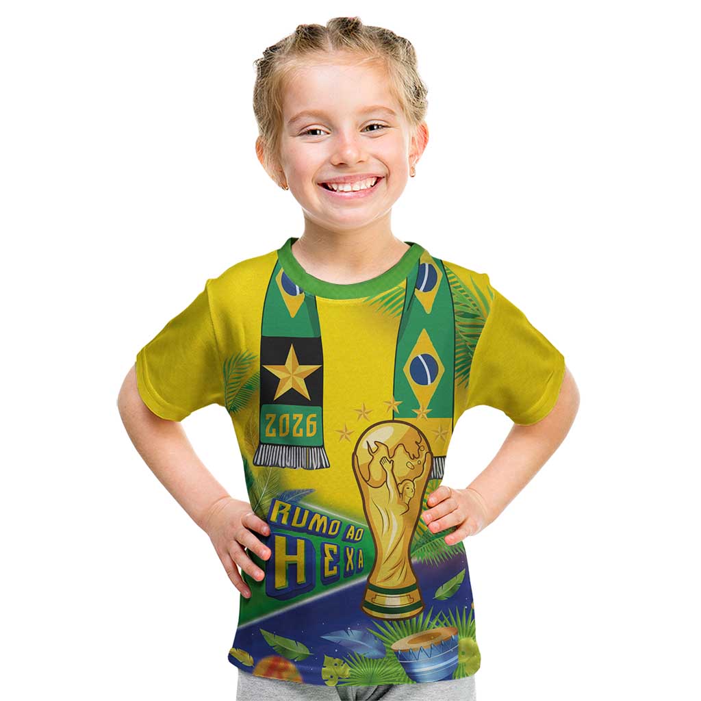 Brasil Football Custom Kid T Shirt Rumo ao Hexa 2026