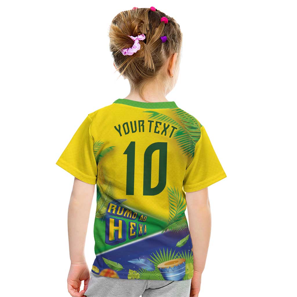 Brasil Football Custom Kid T Shirt Rumo ao Hexa 2026