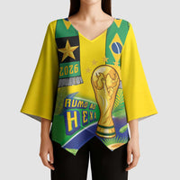 Brasil Football Custom Kimono Sleeve Blouse Rumo ao Hexa 2026