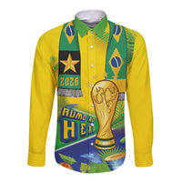 Brasil Football Custom Long Sleeve Button Shirt Rumo ao Hexa 2026
