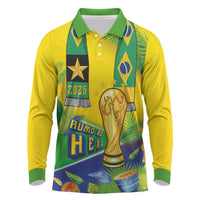 Brasil Football Custom Long Sleeve Polo Shirt Rumo ao Hexa 2026