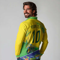 Brasil Football Custom Long Sleeve Polo Shirt Rumo ao Hexa 2026