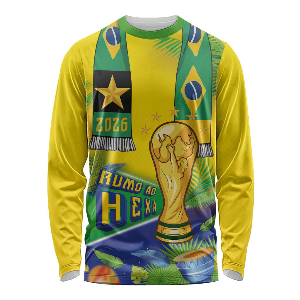 Brasil Football Custom Long Sleeve Shirt Rumo ao Hexa 2026