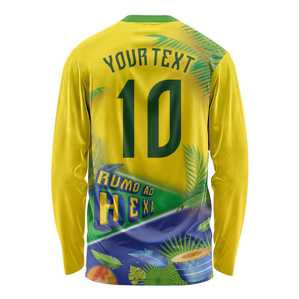 Brasil Football Custom Long Sleeve Shirt Rumo ao Hexa 2026