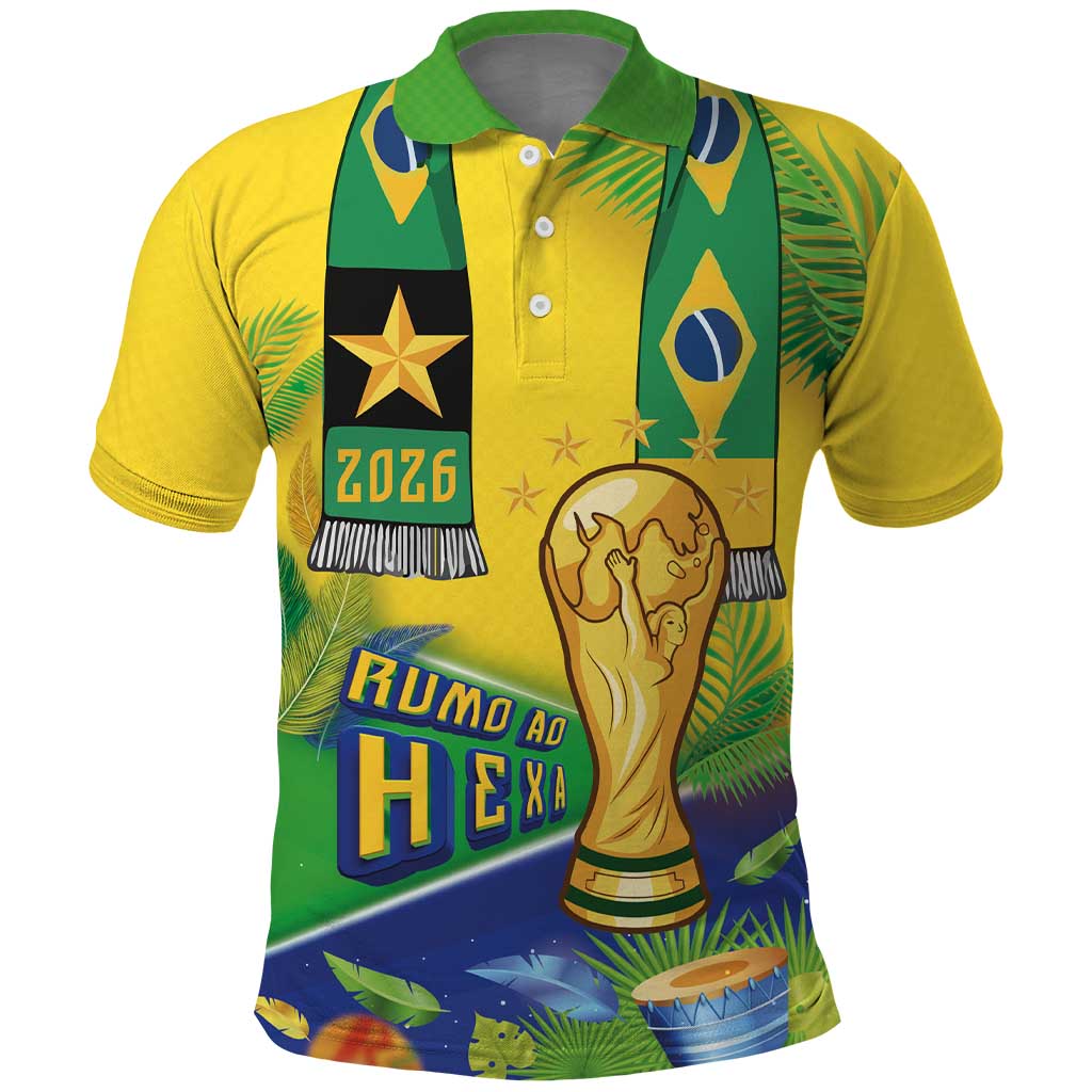 Brasil Football Custom Polo Shirt Rumo ao Hexa 2026