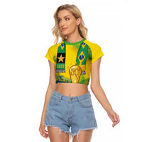 Brasil Football Custom Raglan Cropped T Shirt Rumo ao Hexa 2026