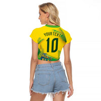 Brasil Football Custom Raglan Cropped T Shirt Rumo ao Hexa 2026