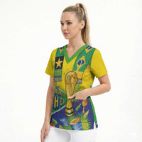 Brasil Football Custom Scrub Top Rumo ao Hexa 2026