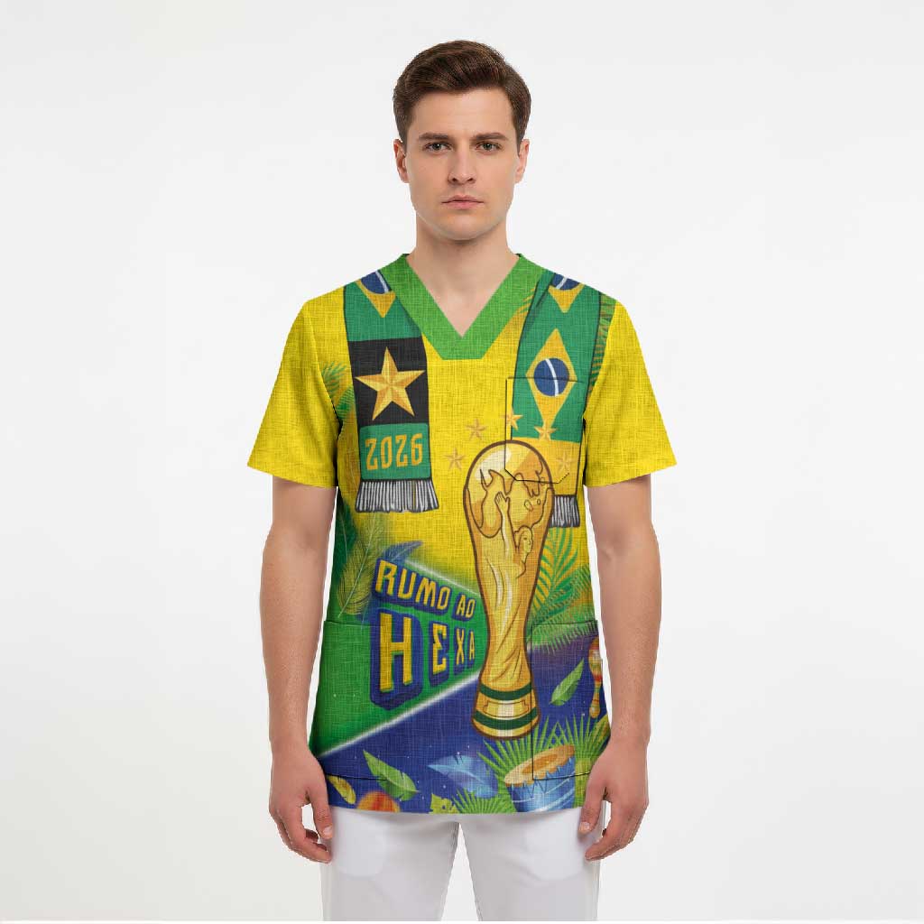 Brasil Football Custom Scrub Top Rumo ao Hexa 2026