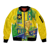 Brasil Football Custom Sleeve Zip Bomber Jacket Rumo ao Hexa 2026