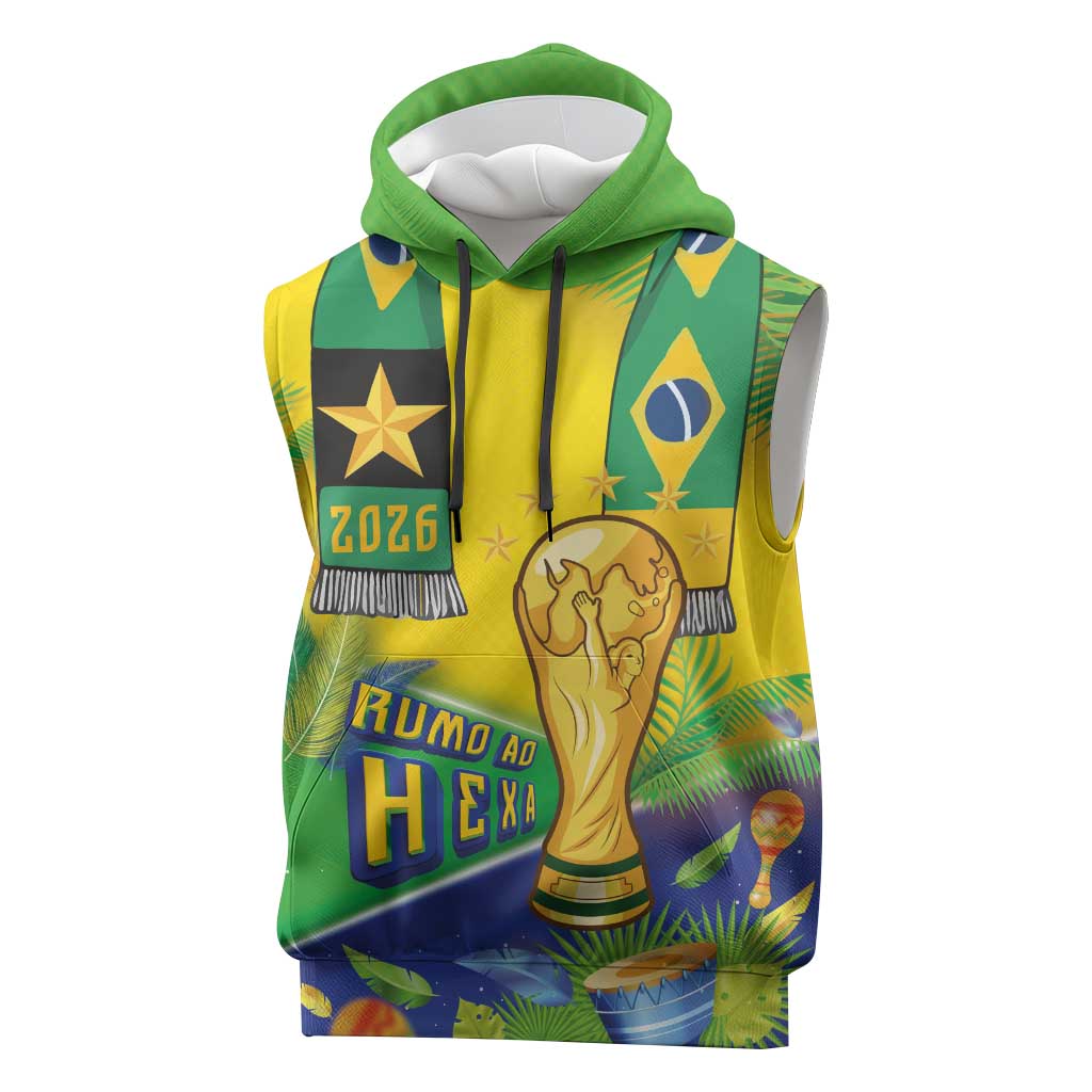 Brasil Football Custom Sleeveless Hoodie Rumo ao Hexa 2026