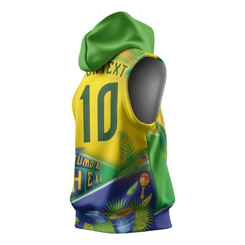 Brasil Football Custom Sleeveless Hoodie Rumo ao Hexa 2026