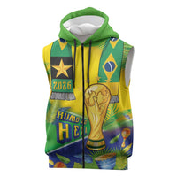 Brasil Football Custom Sleeveless Zip Hoodie Rumo ao Hexa 2026