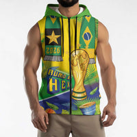 Brasil Football Custom Sleeveless Zip Hoodie Rumo ao Hexa 2026