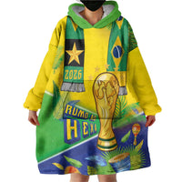 Brasil Football Custom Wearable Blanket Hoodie Rumo ao Hexa 2026