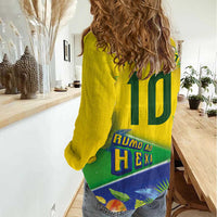 Brasil Football Custom Women Casual Shirt Rumo ao Hexa 2026