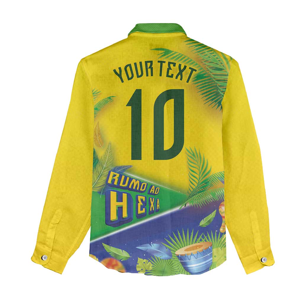 Brasil Football Custom Women Casual Shirt Rumo ao Hexa 2026