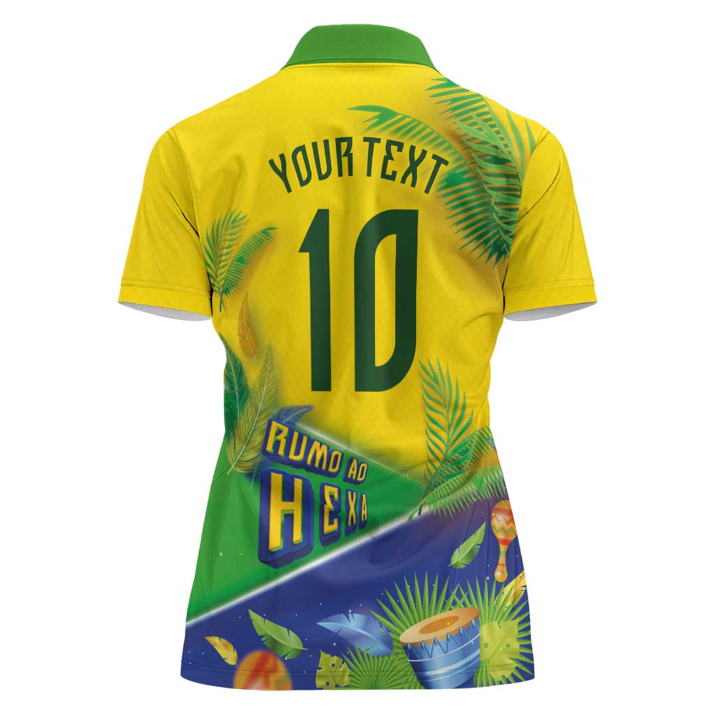 Brasil Football Custom Women Polo Shirt Rumo ao Hexa 2026