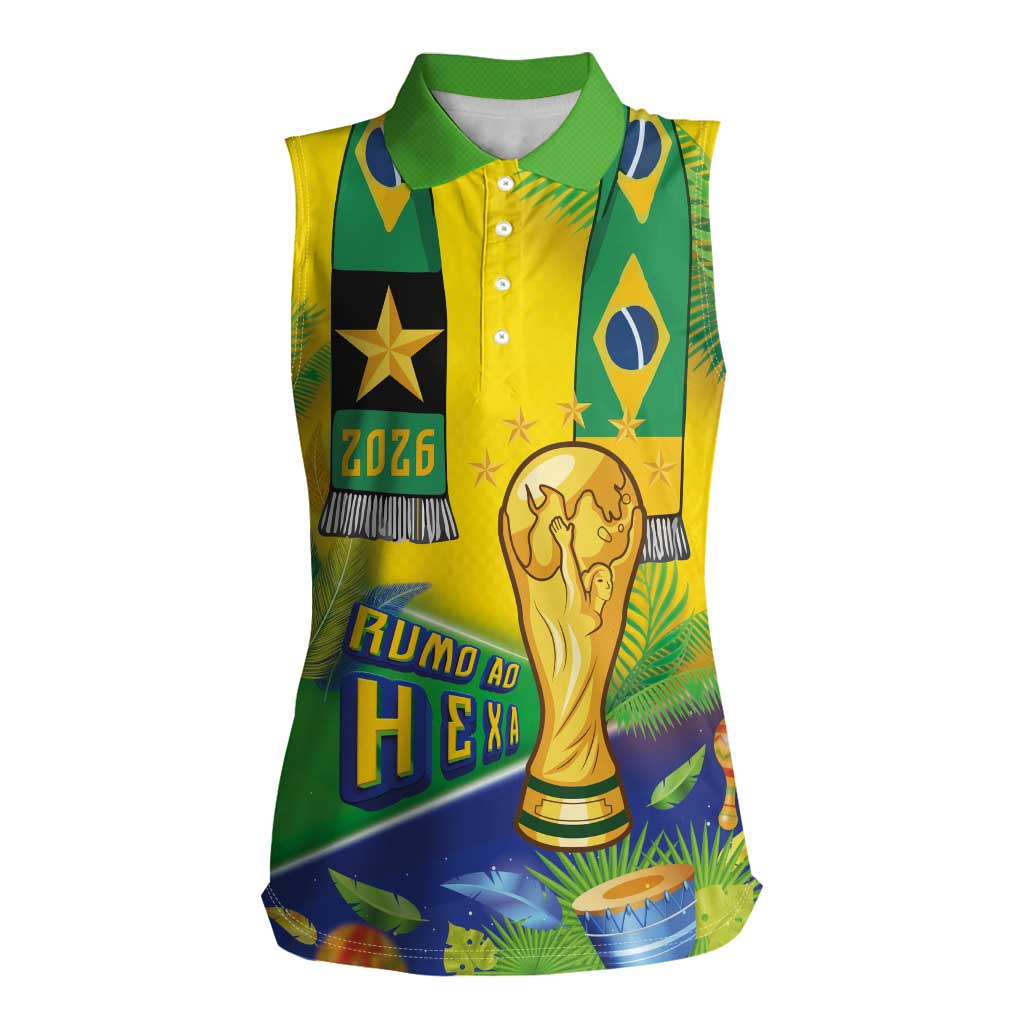 Brasil Football Custom Women Sleeveless Polo Shirt Rumo ao Hexa 2026