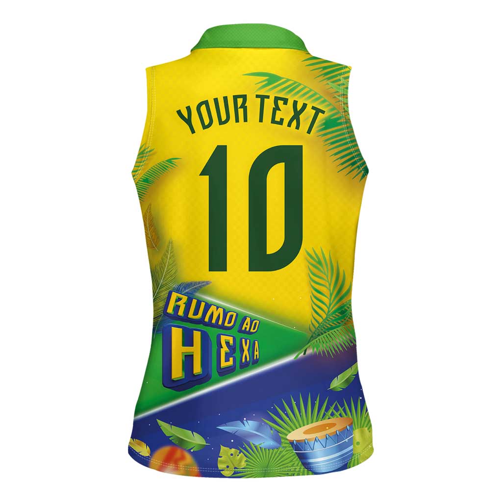 Brasil Football Custom Women Sleeveless Polo Shirt Rumo ao Hexa 2026