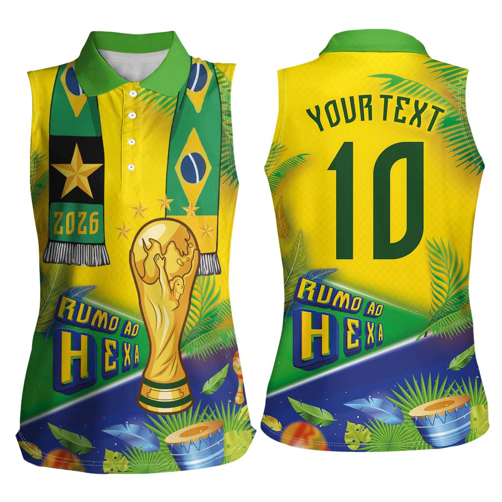 Brasil Football Custom Women Sleeveless Polo Shirt Rumo ao Hexa 2026