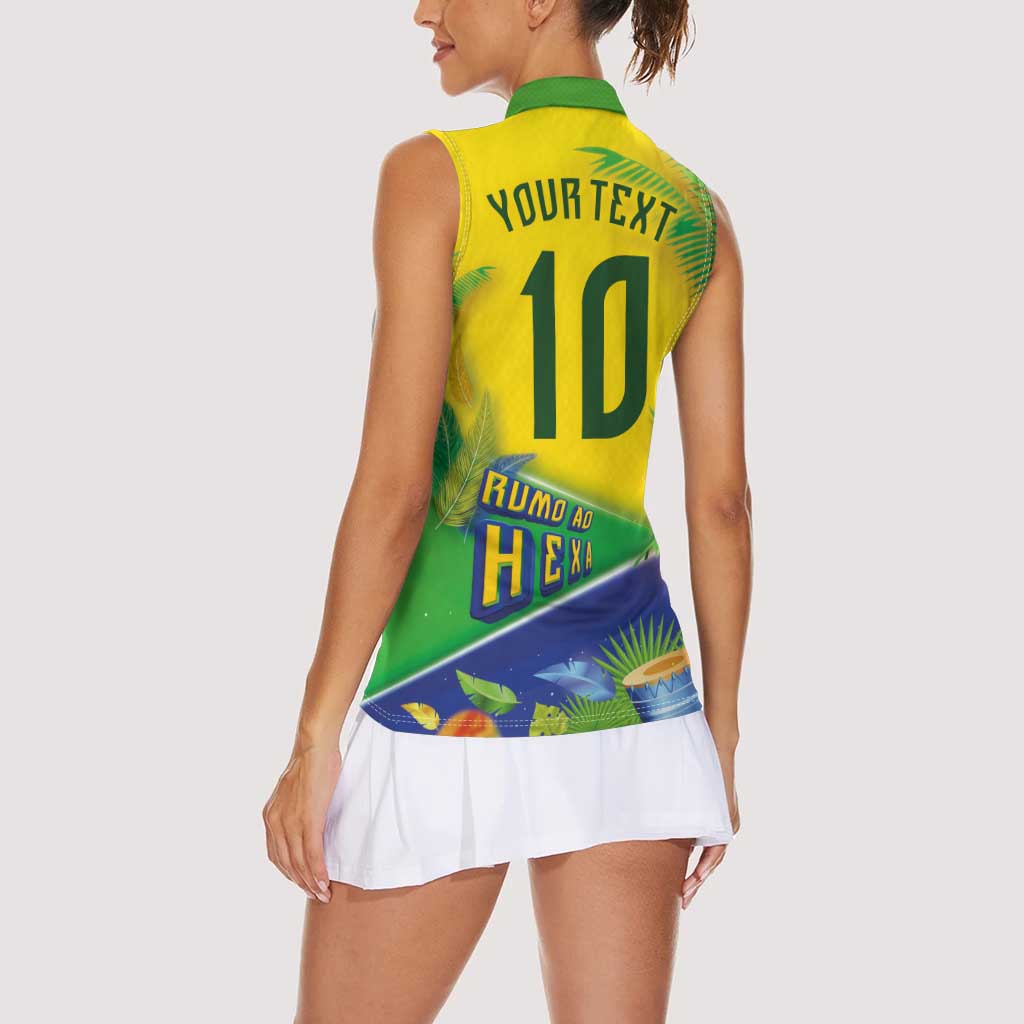 Brasil Football Custom Women Sleeveless Polo Shirt Rumo ao Hexa 2026