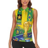Brasil Football Custom Women Sleeveless Polo Shirt Rumo ao Hexa 2026