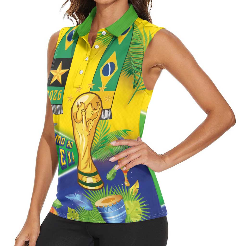 Brasil Football Custom Women Sleeveless Polo Shirt Rumo ao Hexa 2026