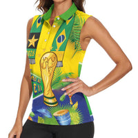 Brasil Football Custom Women Sleeveless Polo Shirt Rumo ao Hexa 2026