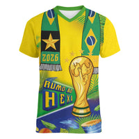 Brasil Football Custom Women V-Neck T-Shirt Rumo ao Hexa 2026