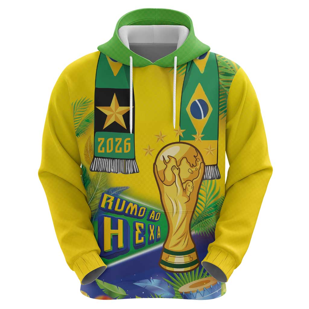Brasil Football Custom Zip Hoodie Rumo ao Hexa 2026