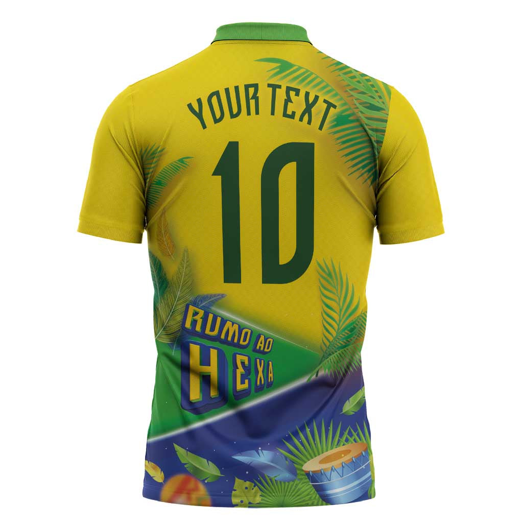 Brasil Football Custom Zipper Polo Shirt Rumo ao Hexa 2026