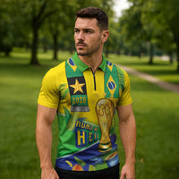 Brasil Football Custom Zipper Polo Shirt Rumo ao Hexa 2026