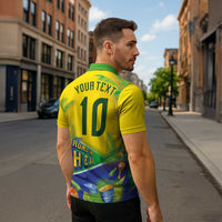 Brasil Football Custom Zipper Polo Shirt Rumo ao Hexa 2026