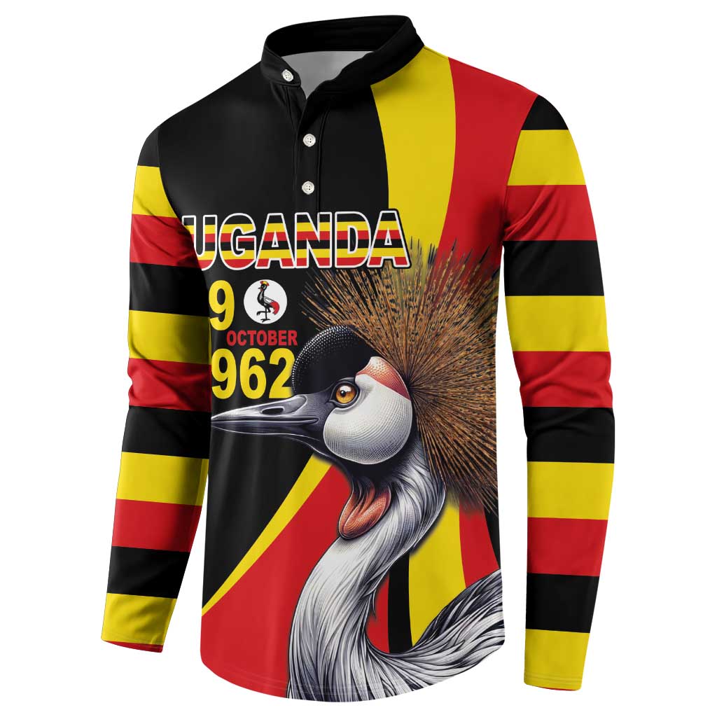 Uganda Independence Day with Crowned Cranes Button Sweatshirt - Wonder Print Shop