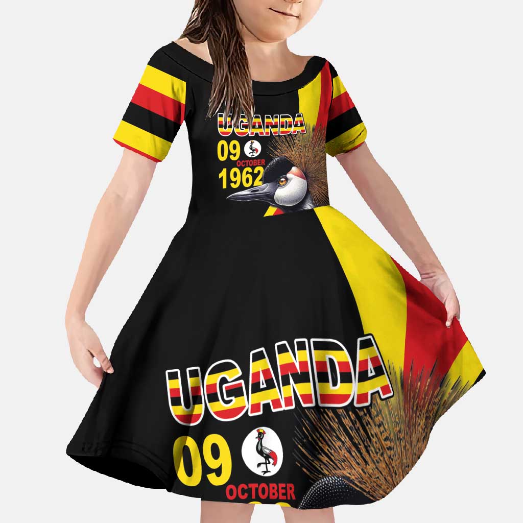 Uganda Independence Day with Crowned Cranes Family Matching Off Shoulder Maxi Dress and Hawaiian Shirt - Wonder Print Shop