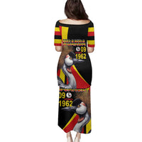 Uganda Independence Day with Crowned Cranes Family Matching Puletasi and Hawaiian Shirt - Wonder Print Shop