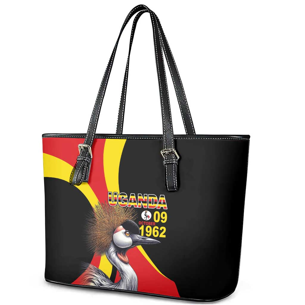 Uganda Independence Day with Crowned Cranes Leather Tote Bag - Wonder Print Shop