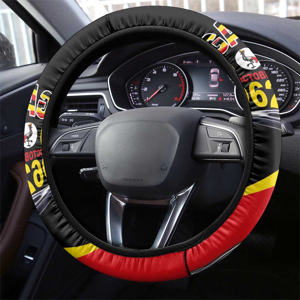 Uganda Independence Day with Crowned Cranes Steering Wheel Cover - Wonder Print Shop