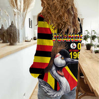 Uganda Independence Day with Crowned Cranes Women Casual Shirt - Wonder Print Shop