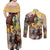 Kentucky Horses Racing Watercolor Couples Matching Off Shoulder Maxi Dress and Long Sleeve Button Shirt - Wonder Print Shop