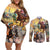 Kentucky Horses Racing Watercolor Couples Matching Off Shoulder Short Dress and Long Sleeve Button Shirt - Wonder Print Shop