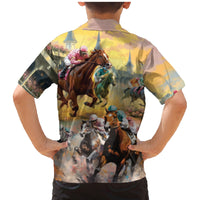 Kentucky Horses Racing Watercolor Family Matching Mermaid Dress and Hawaiian Shirt - Wonder Print Shop