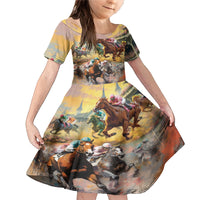 Kentucky Horses Racing Watercolor Family Matching Mermaid Dress and Hawaiian Shirt - Wonder Print Shop