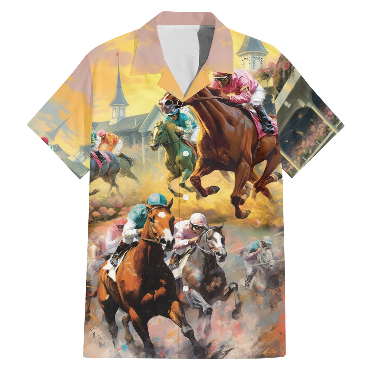 Kentucky Horses Racing Watercolor Family Matching Mermaid Dress and Hawaiian Shirt - Wonder Print Shop
