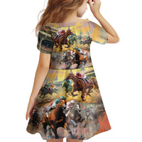 Kentucky Horses Racing Watercolor Family Matching Off Shoulder Maxi Dress and Hawaiian Shirt - Wonder Print Shop