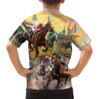 Kentucky Horses Racing Watercolor Family Matching Tank Maxi Dress and Hawaiian Shirt - Wonder Print Shop
